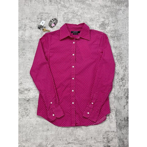 Ralph Lauren Pink Polka Button Up - Picture 1 of 4